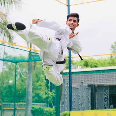 Fly without wings. A perfectly executed flying side kick, showcasing the athleticism and technique we develop.