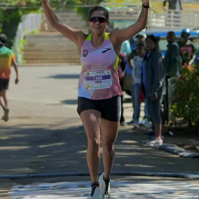 Crossing the finish line at the Ooty Ultra, setting a new course record for women. This race wasn't on my calendar, but I embraced the challenge. This is what it looks like when your fueling strategy, mental toughness, and training all come together perfectly.