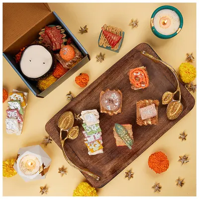 These might look like festive sweets, but they're my Mithai-shaped soaps. I craft them to look like popular Indian desserts, complete with matching fragrances, making them a fun and unique gift.