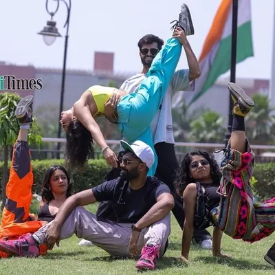Need choreography for your squad? We create powerful group formations that look incredible in photos and on stage. This was from our outdoor shoot featured in the Delhi Times.