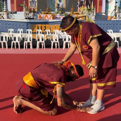 Happy birthday to my godfather, Grand Master Woody. Here I am receiving his blessings. The respect for the guru is the most important lesson in martial arts.