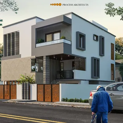 This is a 3D perspective I created for a client's residence in Bengaluru. This step is crucial for aligning on the design, materials, and overall feel of the house before breaking ground.