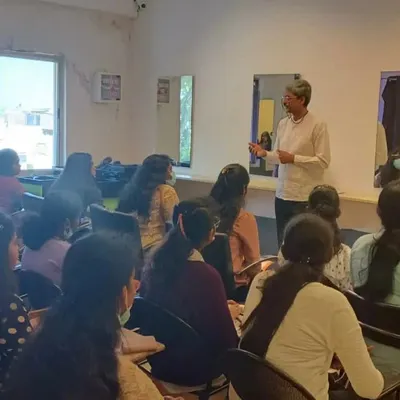 Our co-founder, Mr. Rahul Bhalchandra, conducting an interactive session with students on building a successful career in the beauty industry. We believe in empowering our students with business knowledge.