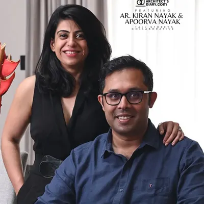 A photo of us, Kiran and Apoorva Nayak, featured in The Architect's Diary. Our partnership is the foundation of Tall Storeys, combining storytelling and creative chaos with refined, detail-oriented execution.
