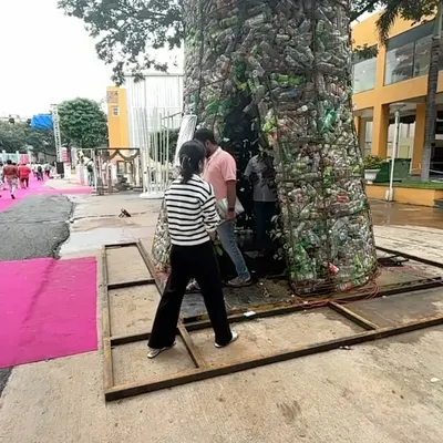 The 'Plastreen' installation was an experiment in public awareness, built in just six days for the ACETECH exhibition to encourage the reduction of plastic bottle waste.