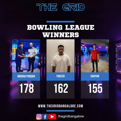 Announcing our Bowling League Champions. A big congratulations to Anurag, Yogesh, and Shayan for their incredible performance and high scores.