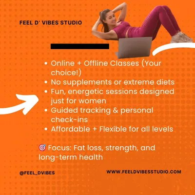 Our program is designed for women, offering both online and offline classes. We focus on fat loss, strength, and long-term health with fun, energetic sessions and guided tracking.
