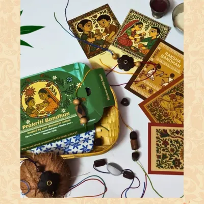 This Rakhi, tie a thread of love that's as real and authentic as your bond. This DIY Rakhi set is crafted with heart, perfect for a handmade celebration.