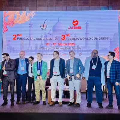On stage with fellow experts at the 2nd FUE Global Congress & 3rd FUE ASIA World Congress. Collaborating with international leaders in hair restoration helps me bring the latest global standards and techniques to my practice in Delhi.