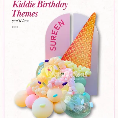 Big imaginations deserve bold celebrations. This collage showcases some of my favorite kiddie birthday themes, starting with a delicious ice cream party setup.