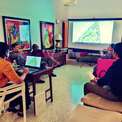 My team and I presenting a new design within a building designed by the great Charles Correa. My process involves deep research and respect for the architectural context, ensuring new designs are in thoughtful dialogue with their surroundings.