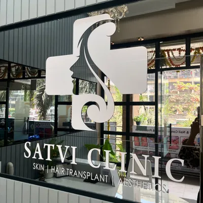 The official logo for Satvi Clinic, representing our focus on skin, hair transplant, and aesthetic services. We aim to be your trusted destination for all dermatological needs.