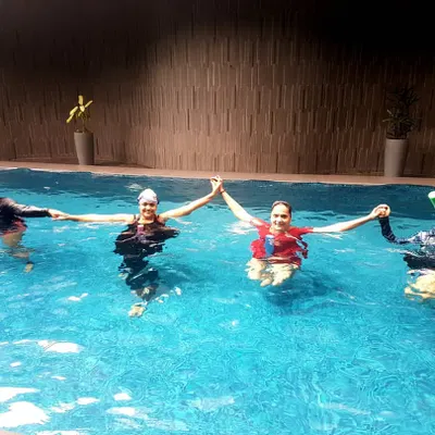 Get ready for Aqua Zumba. It’s a fun, high-energy group exercise class that feels more like a party in the pool, combining dance and fitness for a great cardio workout.