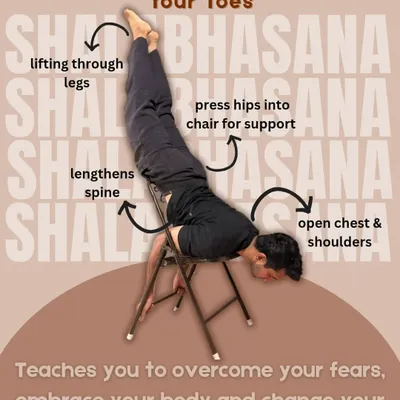This is how we make yoga practical for the office. Using a chair for Shalabhasana (Locust Pose) helps employees safely open their shoulders and lengthen their spine, directly countering the effects of hunching over a computer. This approach proves that meaningful practice is possible anywhere, without needing a yoga mat.