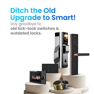 Ditch the old and upgrade to smart. This image displays a range of my products, from smart locks and control panels to dimmer knobs, showcasing the complete ecosystem available to you.