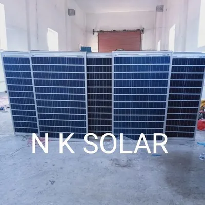 A collection of our durable solar panels ready for dispatch. We ensure every panel meets our quality standards for performance and longevity in standalone solar installations.