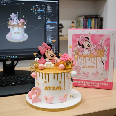 I can bring any image to life. This cake was designed to perfectly match the customer's provided picture of a Minnie Mouse cake.