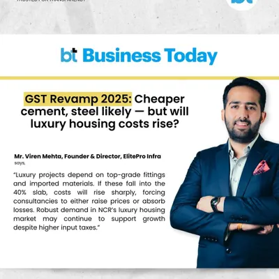 Our Founder, Mr. Viren Mehta, shares his insights with Business Today on how the GST Revamp 2025 may reshape the luxury housing market, discussing potential cost fluctuations and NCR's robust demand.