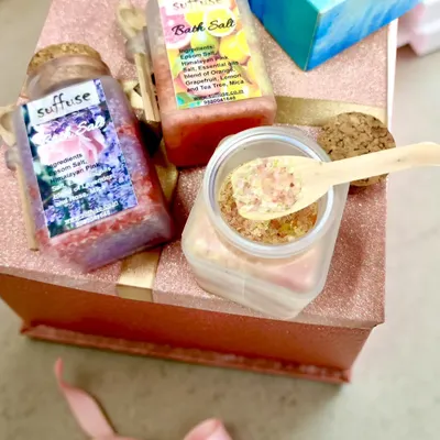 My handcrafted bath salts, made with Pink Himalayan and Epsom salts and infused with essential oils, are back in stock.