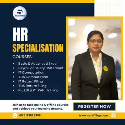 This course is designed for HR professionals who want to specialize in the finance and compliance aspects of their role. We cover Advanced Excel, payroll, IT and TDS computation, and PF, ESI, and PT return filing.