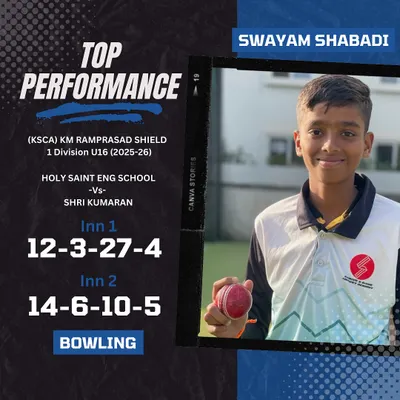 A huge congratulations to our star off-spinner Swayam Shabadi for an incredible 9-wicket haul in a match. Your hard work is paying off, keep shining!