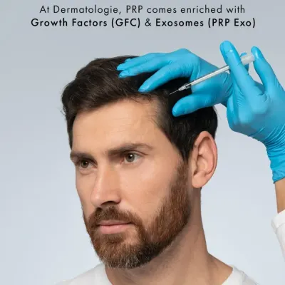 For my patients, I offer advanced PRP formulations that are enriched with Growth Factor Concentrate (GFC) and Exosomes. This enhancement boosts the regenerative signals sent to the hair follicles, yielding more significant and faster results for hair restoration.