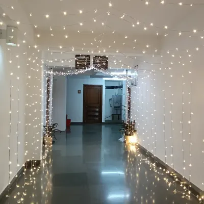 A magical entrance for an engagement ceremony. I created a tunnel of fairy lights to welcome guests and lead them to the celebration.