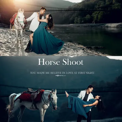 A fairytale-inspired "Horse Shoot" on the banks of the Ganga. I can arrange for a beautiful white horse to be part of your pre-wedding session for some truly magical photos.