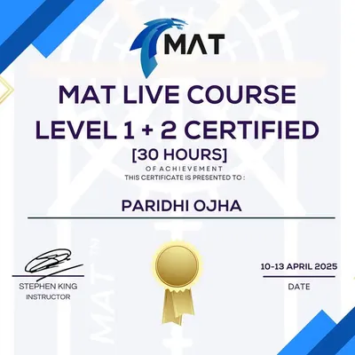 I am proud to have successfully completed the Movement Assessment Tool (MAT) Level 1 and 2 certification. This tool is a cornerstone of my practice, allowing me to gather objective data on movement capacity.