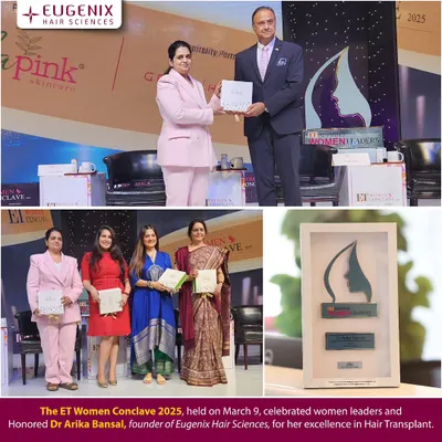 We are proud to announce that our founder, Dr. Arika Bansal, was honored for her excellence in hair transplant at the ET Women Conclave 2025. This award recognizes her leadership and significant contributions to the field of hair restoration.