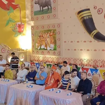 A view of the audience inside the Durga Puja pandal I helped design in Jalpaiguri, which was themed around the art and culture of Assam.