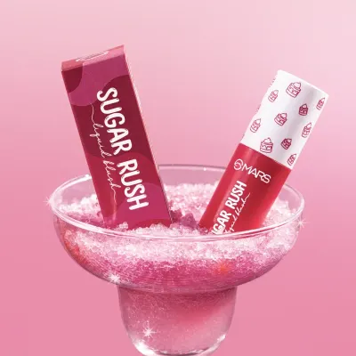 We created this fun, pink slushie setup for a liquid blush. The goal was to make the product look as delicious and tempting as a sweet treat, perfectly aligning with the "Sugar Rush" branding.