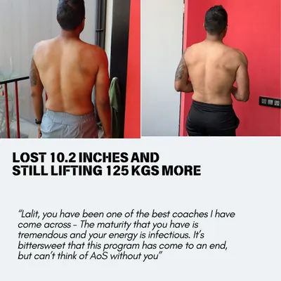 Results from our 60-day Stren-X program. This client lost 10.2 inches while adding 125 kgs to his lifts. This is the power of a program that integrates intelligent training with solid nutrition.