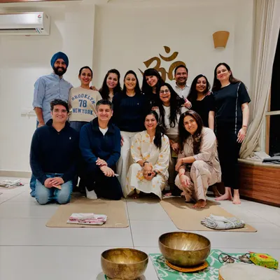 A beautiful birthday celebration at our Yogshala. This group chose to celebrate with a private sound healing session, sharing an evening of positive vibrations and connection.