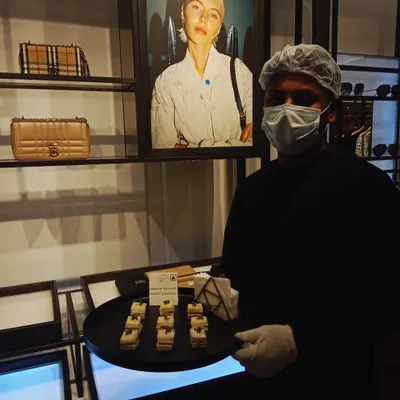 We had the pleasure of serving elegant canapés at a private event for the luxury fashion brand, Burberry. Our service is designed to complement the sophisticated atmosphere of high-end retail environments.