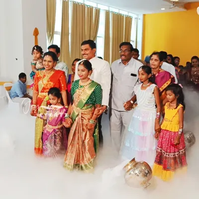 We can create a magical grand entrance for the guest of honor using a low fog effect. This special touch makes for a dramatic and memorable moment as they walk into the celebration.