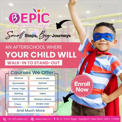 My goal is to help every child walk in to stand out. This poster gives you a glimpse into the variety of courses available at my after-school academy, from gymnastics and Taekwondo to chess and vocal music. I provide a world of opportunities for your child to learn and grow.