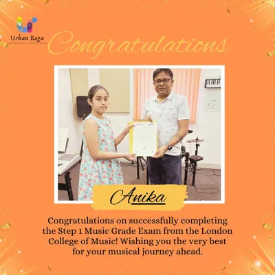 We are incredibly proud of our student Anika for passing her Step 1 Music Grade Exam from the London College of Music. This certificate is a testament to her hard work and our structured teaching approach.