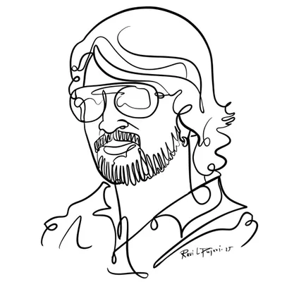 This is a minimalist line art portrait I created for the birthday of Kiccha Sudeep sir. This style uses a single, flowing line to capture the likeness, making it a modern and clean piece of art.