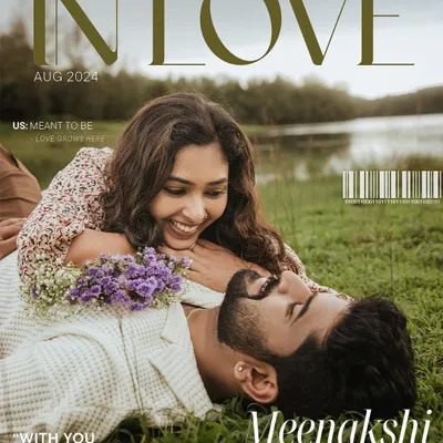 Your love story, front and center. A pre-wedding shoot in a beautiful meadow, styled like a magazine cover to celebrate your fairytale moment.