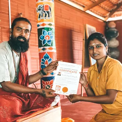 I am filled with pride as I present a new graduate with his Yoga Teacher Training Certificate. Each certificate represents a personal journey of dedication, growth, and the courage to step onto a new path.