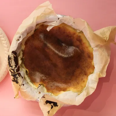 Our rich and creamy Eggless Burnt Basque Cheesecake. It has a beautifully caramelized top and a melt-in-your-mouth texture, a gourmet dessert experience.