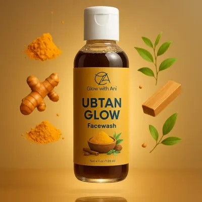 My Ubtan Glow Facewash, made with natural ingredients like turmeric and sandalwood to give you a fresh, radiant glow.