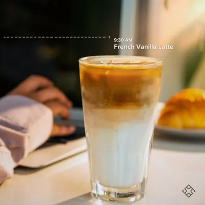 Fuel your workday mornings with our delicious French Vanilla Latte. It's the perfect pick-me-up for a productive session.