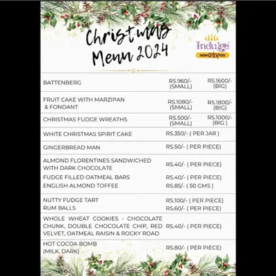 Here is a look at my Christmas 2024 menu. It features a range of festive bakes, including traditional fruit cakes, fudge wreaths, and my popular whole wheat cookies. I love creating these special items to be a part of your holiday celebrations.