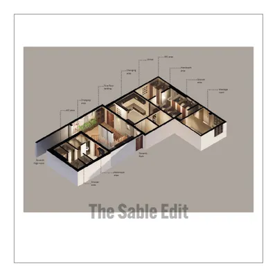 A 3D axonometric view reveals the strategic space planning for the club's renovation, which I call 'The Sable Edit'. This technical drawing shows how I reconfigured the layout to improve flow and function, clearly zoning areas for changing, showers, and wellness treatments.