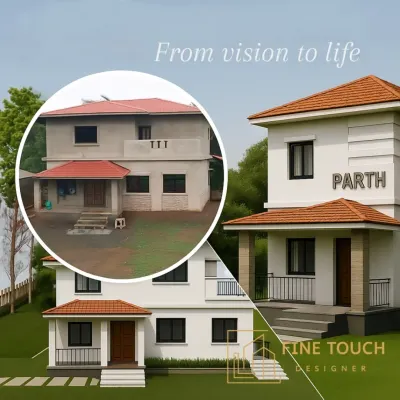 This before-and-after comparison shows my process from start to finish. I take an existing building and use detailed 3D renders to plan a complete facade transformation, resulting in a clean, contemporary home design.
