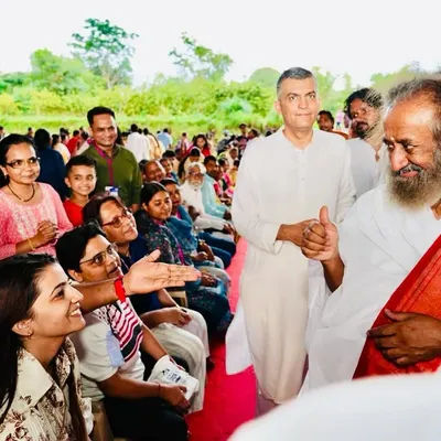 A blessed moment with Gurudev Sri Sri Ravi Shankar. My Art of Living teachers have been the bridge connecting me to this profound wisdom.
