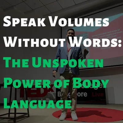 This is the title card for my series on body language, captured during my TEDx talk. It's a powerful reminder that how you stand and move on stage can speak volumes without you uttering a single word.