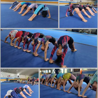 A look at our "Flexible Day" training, where gymnasts work together on back bridge chains to improve spinal flexibility and strength.